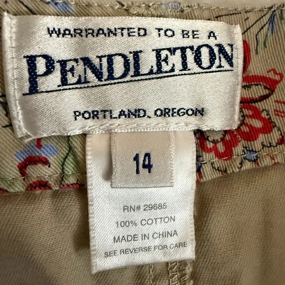 Pendleton Floral Print Denim Skirt Women's Size 14 Khaki Tan - Picture 3 of 6